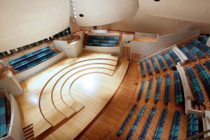 high view of symphony theater floor and seating